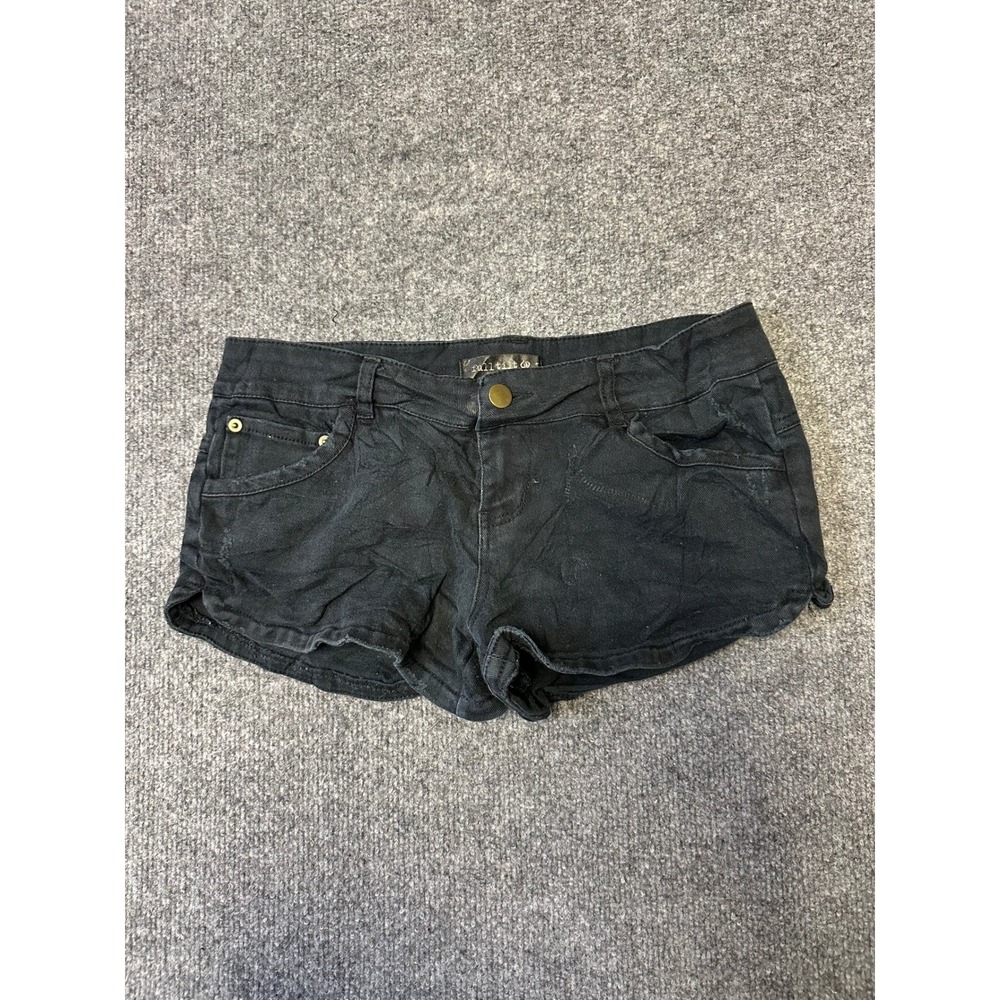 Full Tilt Shorts Womens Size 7 Black Low Rise Distressed Denim Casual Stretch